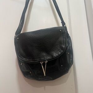 Attention Black Textured Shoulder Bag